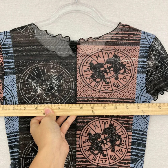 Urban Outfitters Astrology Zodia Boho Print Mesh Crop Top Small - Picture 9 of 11